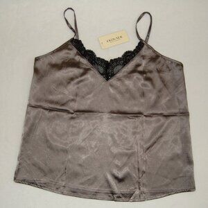 NWT Ekouaer Satin Silk Lace V-Neck Cami, Women Size M (Bust:38")